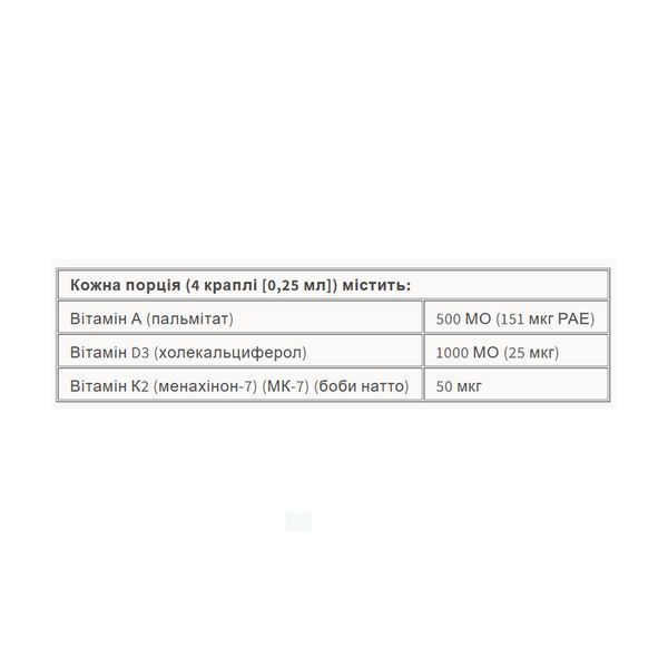 Vitamin K2+D3+A 50 mcg/1000 IU/500 IU - 30ml 31727 фото