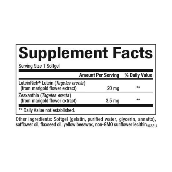 Lutein 20mg - 60 softgels 28872 фото
