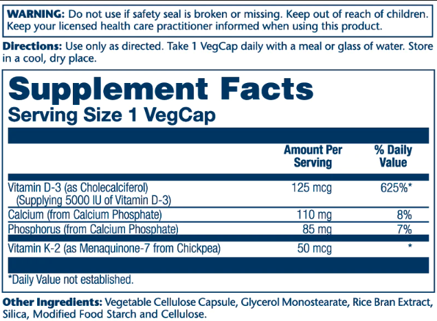 Vitamin D-3 & K-2 - 120 vcaps 23554 фото