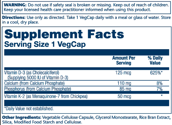 Vitamin D-3 & K-2 - 60 vcaps 23551 фото