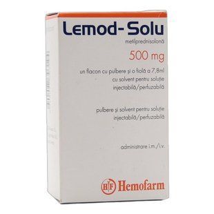 Метилпреднізолон Lemod-Solu порошок для ін'єкцій 500 мг флакон Hemofarm Lemod-Solu фото