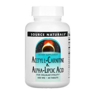 Acetyl L-Carnitine & Alpha-Lipoic Acid 650mg - 60 tabs 28639 фото