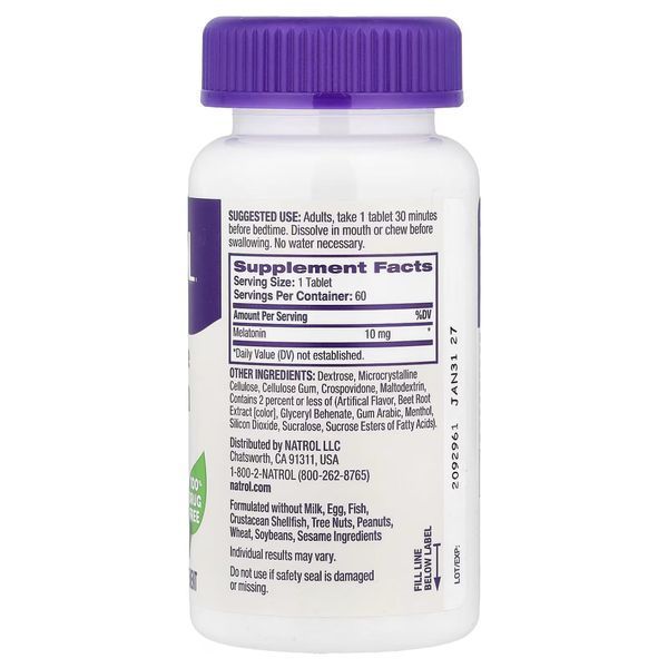 Fast Dissolve Melatonin 10mg - 60 tabs 31468 фото