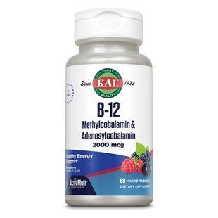B-12 Methylcobalamin and Adenosylcobalamin 2000mcg - 60 tabs 26100 фото