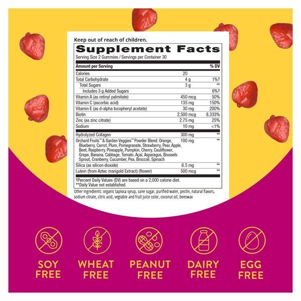 Hair, Skin and Nails with Collagen - 60 gummies Strawberry 22451 фото