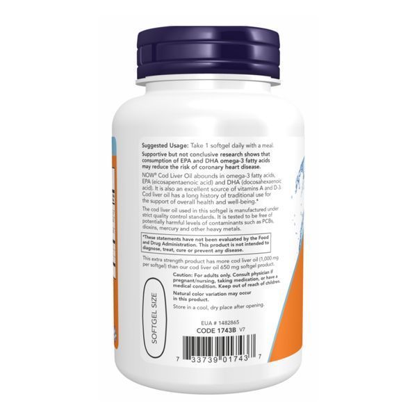 Cod Liver Oil 1000mg - 180 sgels 24372 фото