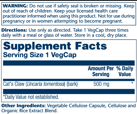 Cat's Claw 500mg - 100 vcaps 23531 фото