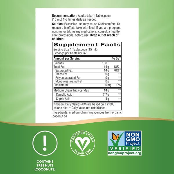100% Organic MCT Oil - 16 oz 23605 фото