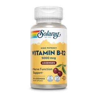 Vitamin B-12 5000mcg - 30 lozenges Natural Cherry 26885 фото