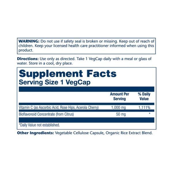 Vitamin C with Rose Hips, Acerola & Bioflavonoids 1000mg - 100 vcaps 26886 фото
