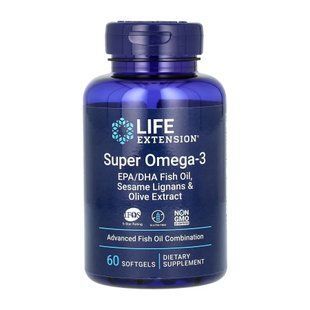 Super Omega-3 EPA/DHA Fish Oil Sesame Lignans & Olive Extract	- 60 softgels 26333 фото